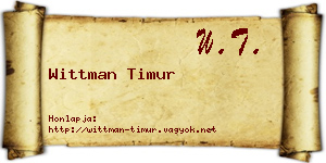Wittman Timur névjegykártya